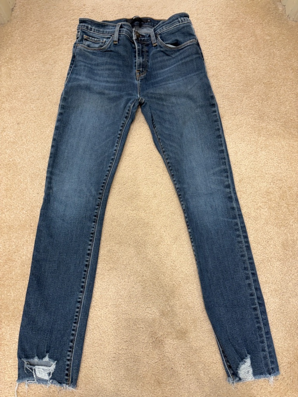 Hudson Jeans Women's Dark Blue Skinny Jeans with Frayed Hem